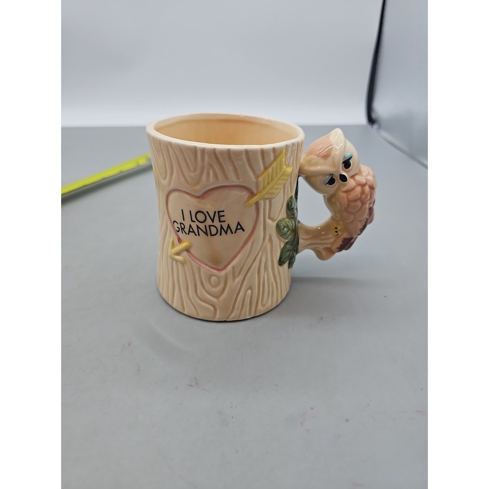 Vintage Mug‎ I Love Grandma with Owl Handle Coffee Cup Mcm
